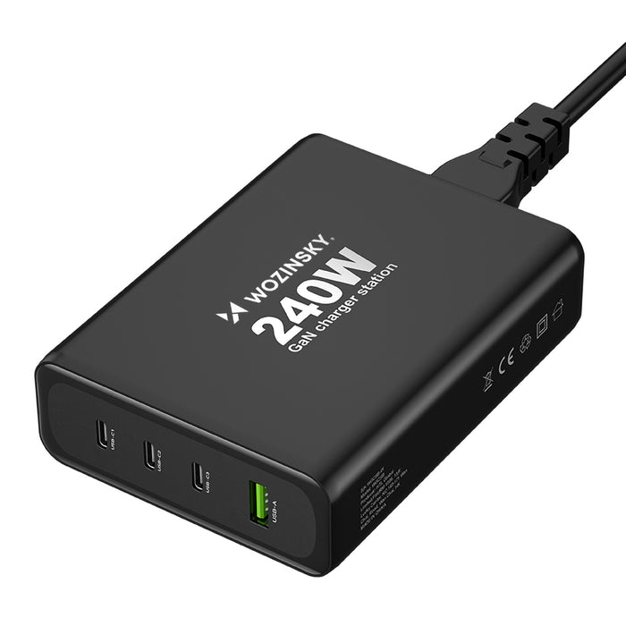 Wozinsky WGCSB 240W GaN Wall Charger USB-A / 3 x USB-C - Black