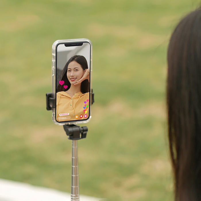 Selfie stick WHS1Y telescopic tripod 1m with phone holder - black