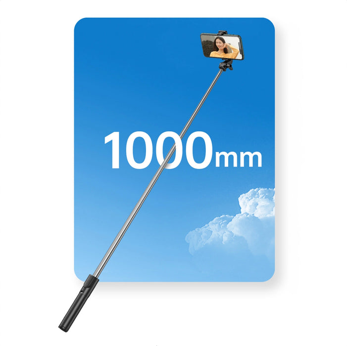 Selfie stick WHS1Y telescopic tripod 1m with phone holder - black