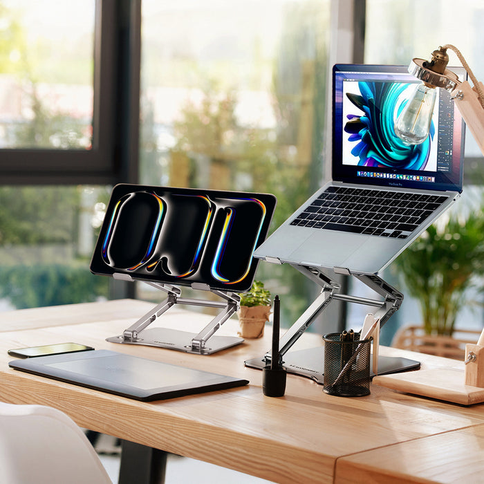 Wozinsky WRS-CPY75DSS Aluminum Laptop and Tablet Stand + Free Smartphone Stand - Silver