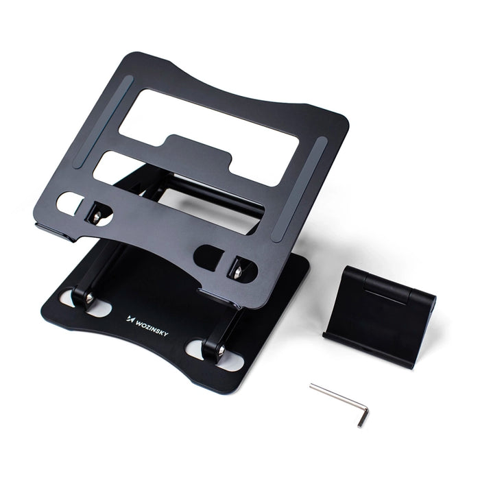 Wozinsky WRS-CPY75DSB Aluminum Laptop and Tablet Stand + Free Smartphone Stand - Black
