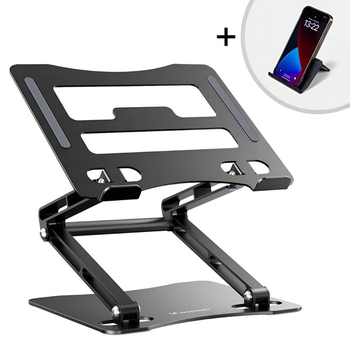 Wozinsky WRS-CPY75DSB Aluminum Laptop and Tablet Stand + Free Smartphone Stand - Black