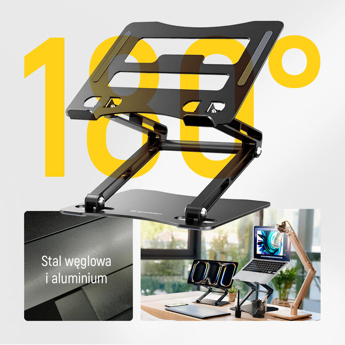 Wozinsky WRS-CPY75DSB Aluminum Laptop and Tablet Stand + Free Smartphone Stand - Black
