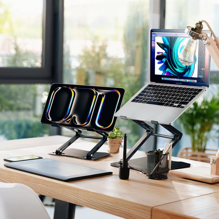 Wozinsky WRS-CPY75DSB Aluminum Laptop and Tablet Stand + Free Smartphone Stand - Black