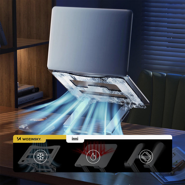 Wozinsky WRS-CPY75DSB Aluminum Laptop and Tablet Stand + Free Smartphone Stand - Black