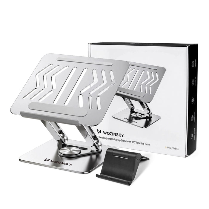 Wozinsky WRS-CPY84SS Aluminum Laptop and Tablet Stand + Free Smartphone Stand - Silver