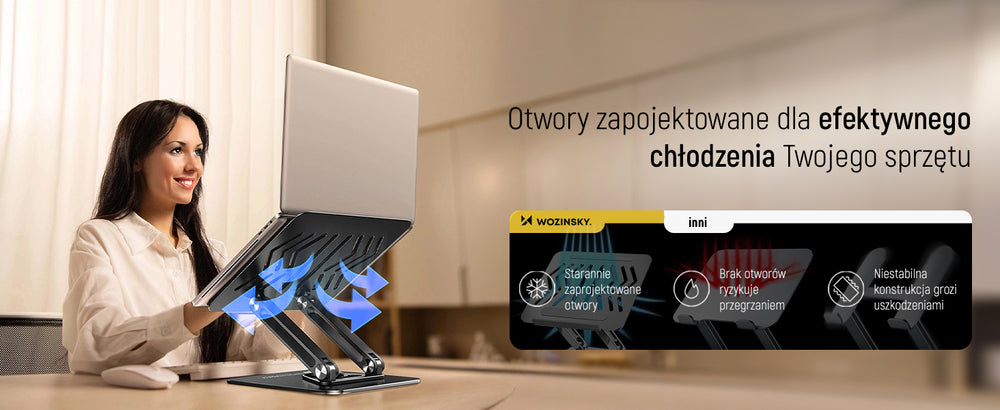 Wozinsky WRS-CPY84SB 360 Aluminum Laptop and Tablet Stand + Free Smartphone Stand - Black