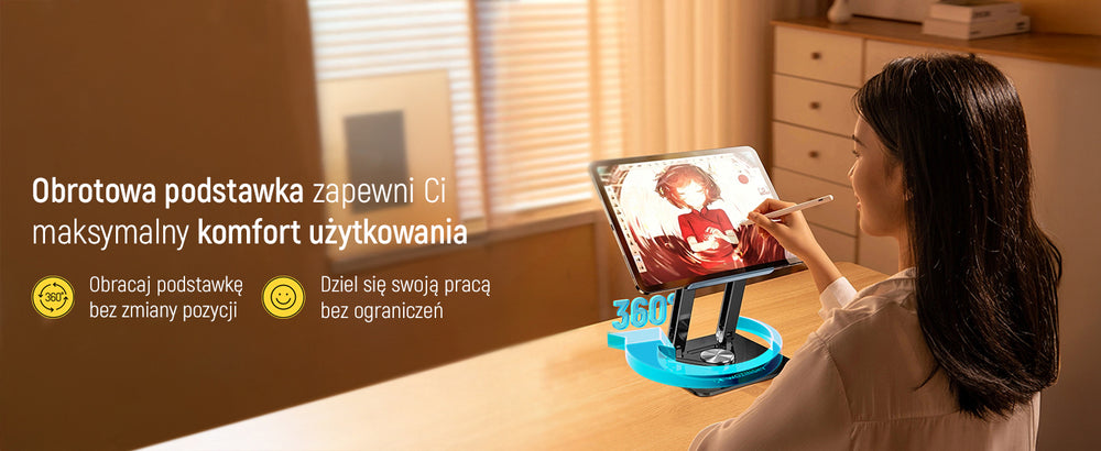 Wozinsky WRS-CPY84SB 360 Aluminum Laptop and Tablet Stand + Free Smartphone Stand - Black