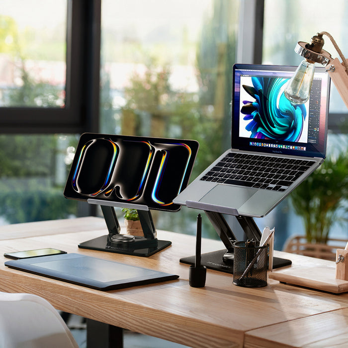 Wozinsky WRS-CPY84SB 360 Aluminum Laptop and Tablet Stand + Free Smartphone Stand - Black