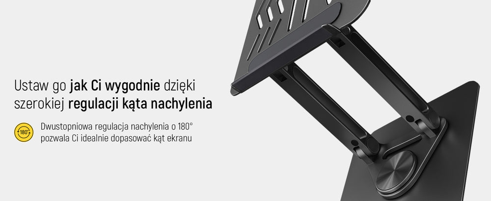 Wozinsky WRS-CPY84SB 360 Aluminum Laptop and Tablet Stand + Free Smartphone Stand - Black