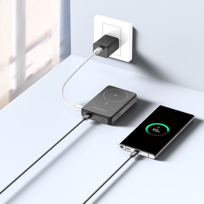 Powerbank Wozinsky WLWP-10KA0Y3S 22.5W PD Qi2 10000 mAh, with stand, 1x USB-A, 1x USB-C - black