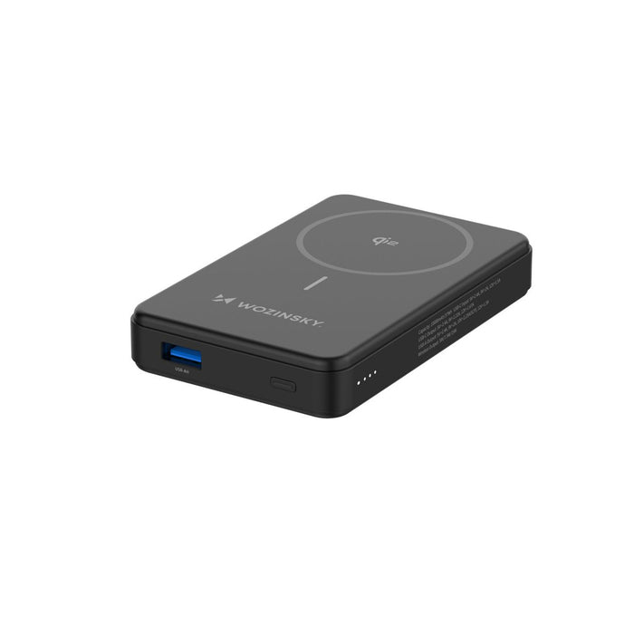 Powerbank Wozinsky WLWP-10KA0Y3S 22.5W PD Qi2 10000 mAh, with stand, 1x USB-A, 1x USB-C - black