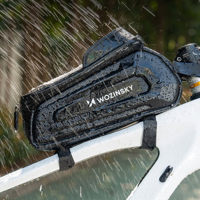 Wozinsky bicycle bag for the frame, armored, with a phone pocket, 1.7 l - black