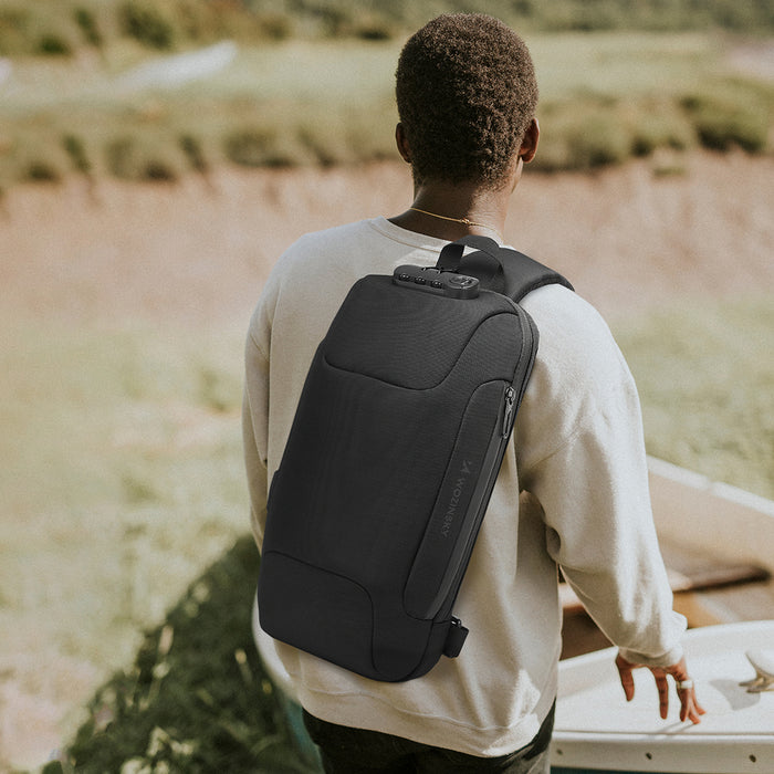 Wozinsky Premium Single Shoulder Anti-Theft City Backpack with Organizer and USB - Black