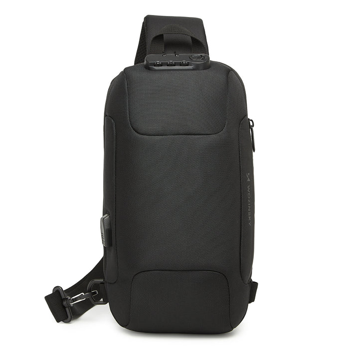 Wozinsky Premium Single Shoulder Anti-Theft City Backpack with Organizer and USB - Black