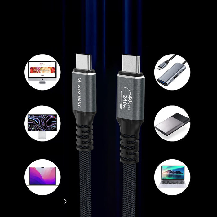 Wozinsky WPS-UY415S USB-C USB4 Cable 40Gb/s 240W 1.5m 4K - Black