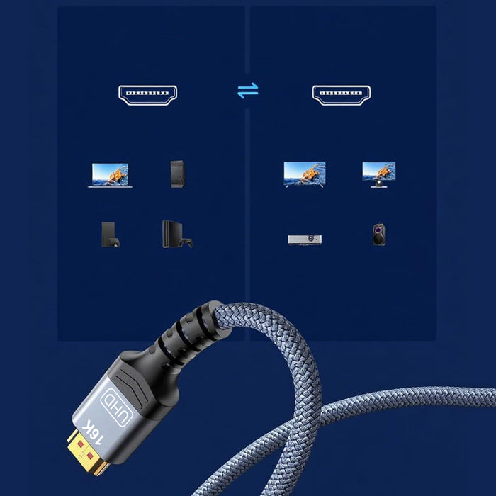Wozinsky WPS-16AYL1S DisplayPort 2.1 Cable 80 Gb/s 16K@60Hz 8K@120Hz 4K@240Hz HDR HDCP DSC 1m - Black