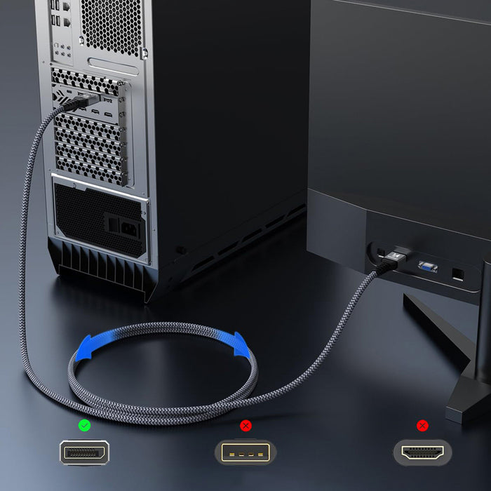 Wozinsky WPS-16AYL1S DisplayPort 2.1 Cable 80Gb/s 16K@60Hz 8K@120Hz 4K@240Hz HDR HDCP DSC 1m - Black
