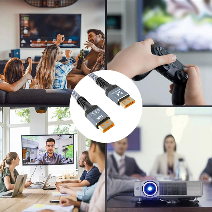 Wozinsky WPS-16AYL1S DisplayPort 2.1 Cable 80 Gb/s 16K@60Hz 8K@120Hz 4K@240Hz HDR HDCP DSC 1m - Black