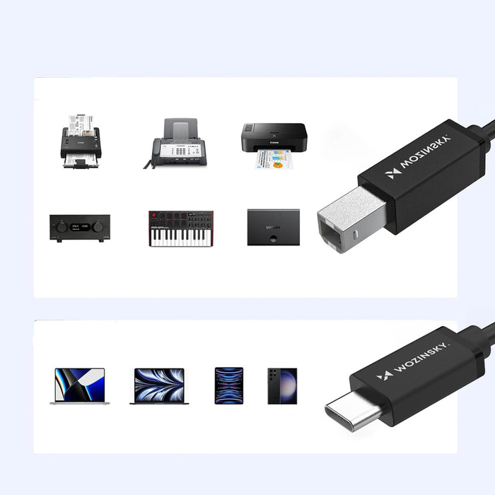 Wozinsky WKDDY2S USB-B - USB-C Cable 2m - Black