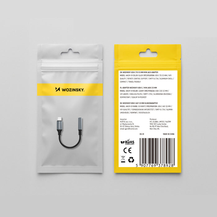 Wozinsky WACM-01 USB-C Adapter - 3.5mm Mini Jack - Black
