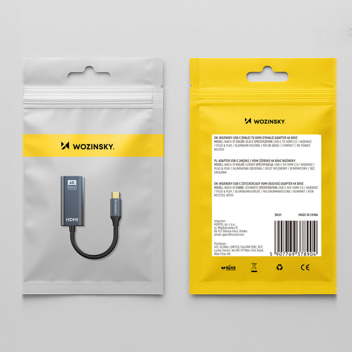 Wozinsky WACH-01 USB-C - HDMI 4K 60Hz Adapter - Black