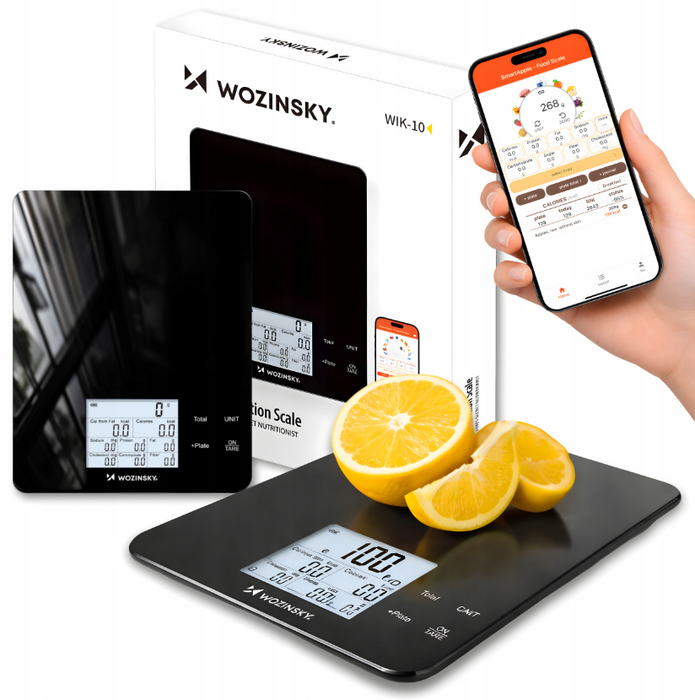 Wozinsky WIK-10 Smart Kitchen Scale with Digital Display, Bluetooth App - Black
