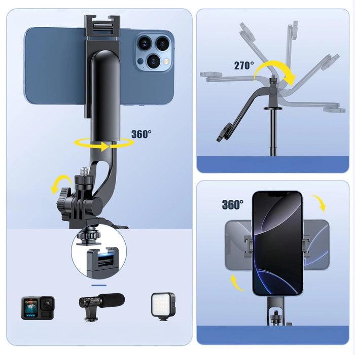Wozinsky Selfie stick WC1Y30S telescopic tripod 1.3m with phone holder - black
