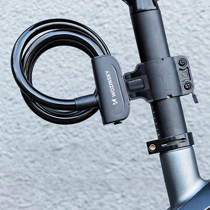 Wozinsky WPB-01R Portable Bike Lock with Anti-Theft Cable and 2 Keys for Electric Bikes and Motorcycles - Black