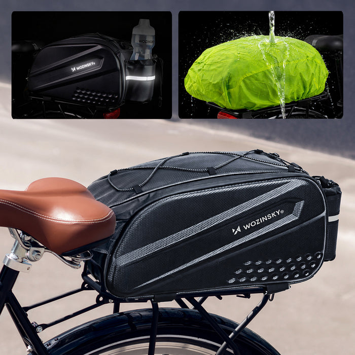 Wozinsky Bike Trunk Bag with Long Strap and Expandable Side Pockets - Black