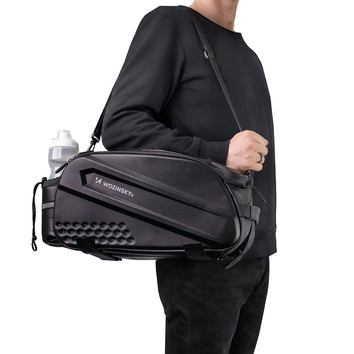 Wozinsky Bike Trunk Bag with Long Strap and Expandable Side Pockets - Black