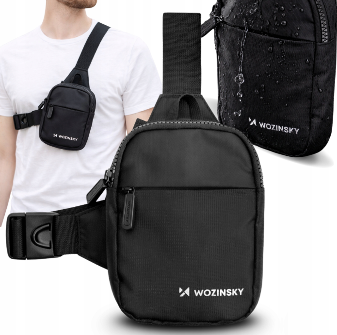 Wozinsky WMS-W1 Unisex Mini Shoulder Bag Waterproof Dual-Compartment for Phone - Black