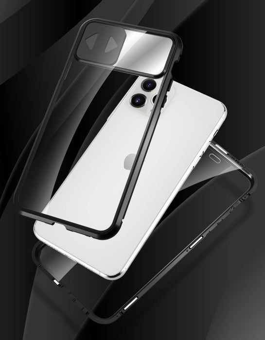 Wozinsky Magnetic Cam Slider Case Full Body Cover built-in front glass lens rotector for Huawei P40 black