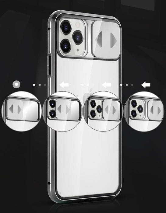 Wozinsky Magnetic Cam Slider Case Full Body Cover built-in front glass lens rotector for Huawei P40 black