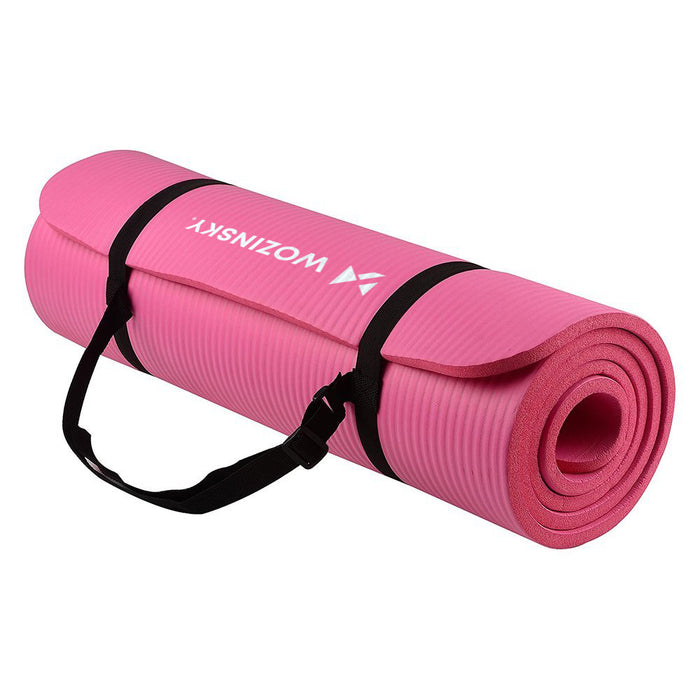 Wozinsky exercise mat 181 x 63 x 0.9 cm thick gymnastic yoga mat pink