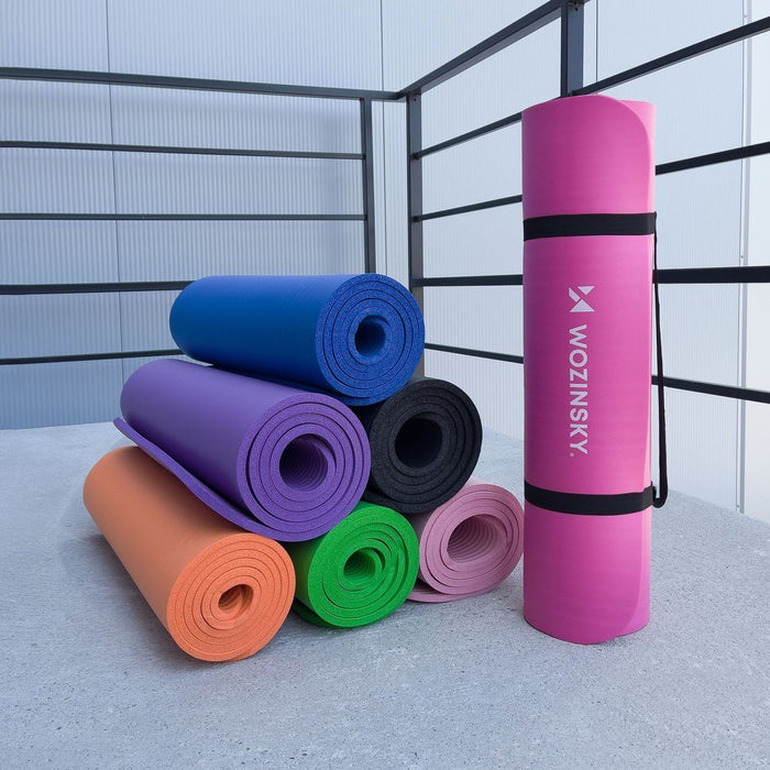 Wozinsky exercise mat 181 x 63 x 0.9 cm thick gymnastic yoga mat black