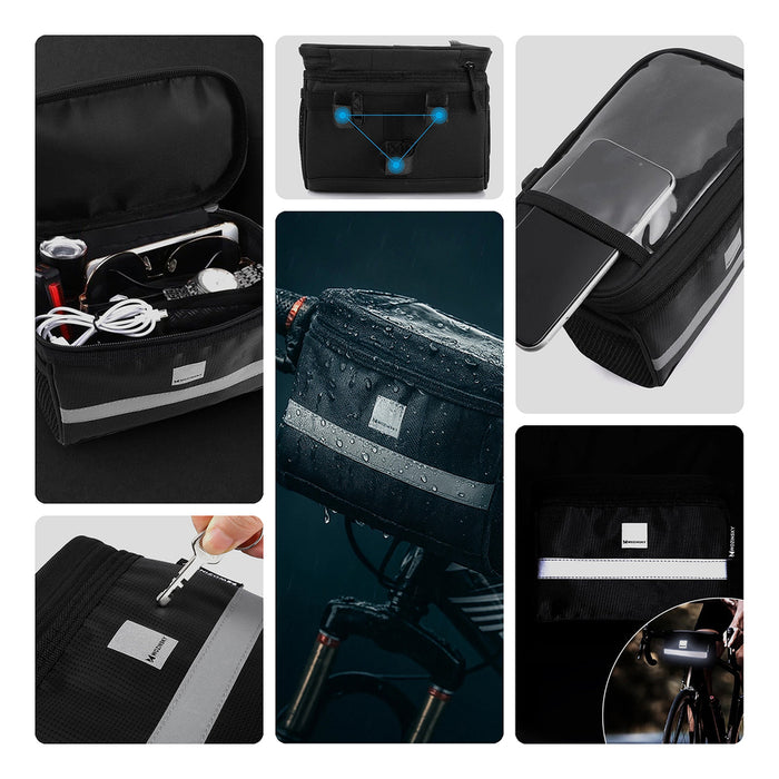 Wozinsky bike handlebar bag with phone case 2l black (WBB12BK)