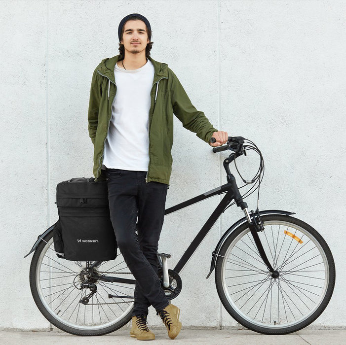 Wozinsky 60L spacious bike rack bag (rain cover included) black (WBB13BK)