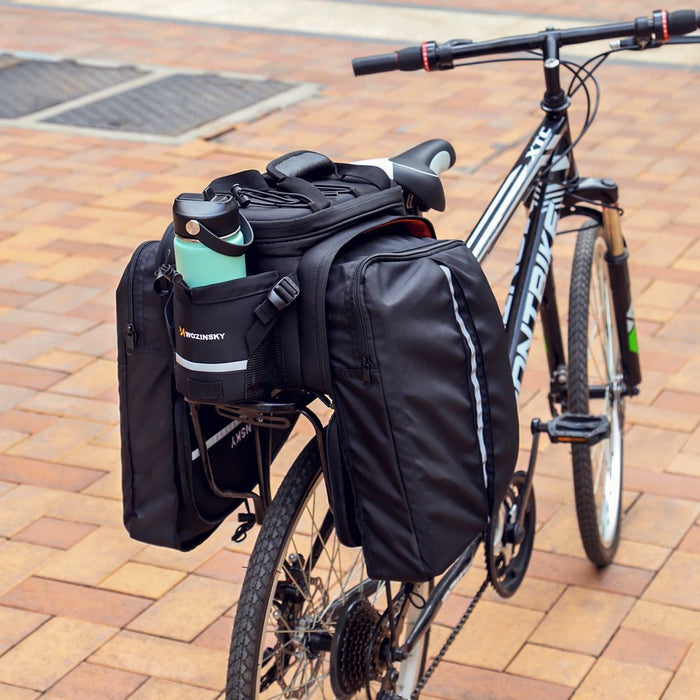 Wozinsky large bike rack bag 35l + rain cover black (WBB19BK)