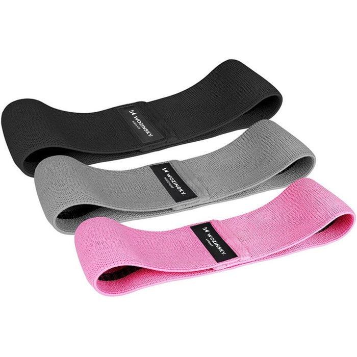Wozinsky 3x Fabric Resistance Mini Band Set for Yoga, Fitness, CrossFit Exercises (WFB-01)