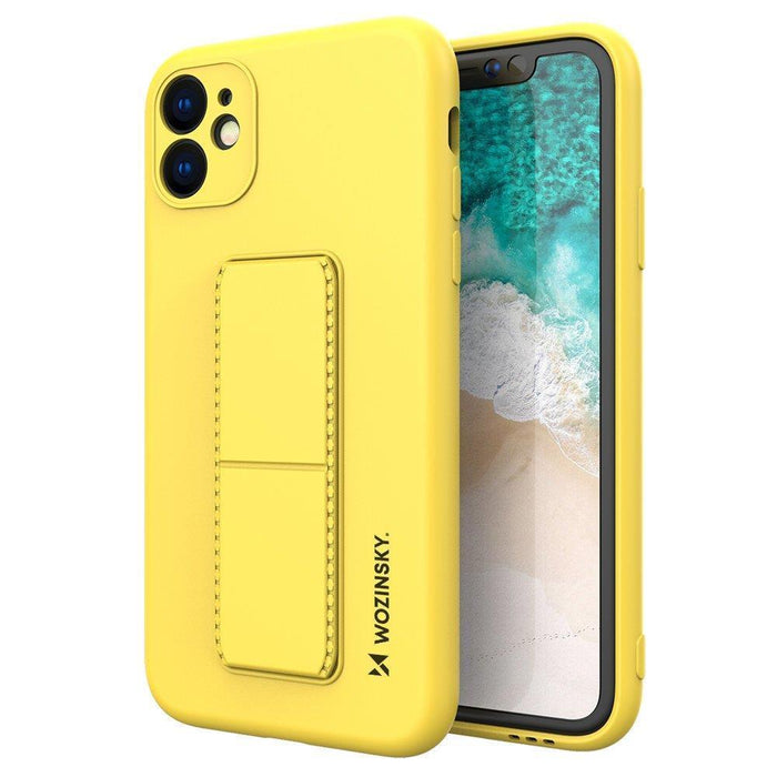 Wozinsky Kickstand Case silicone case with stand iPhone 12 mini yellow