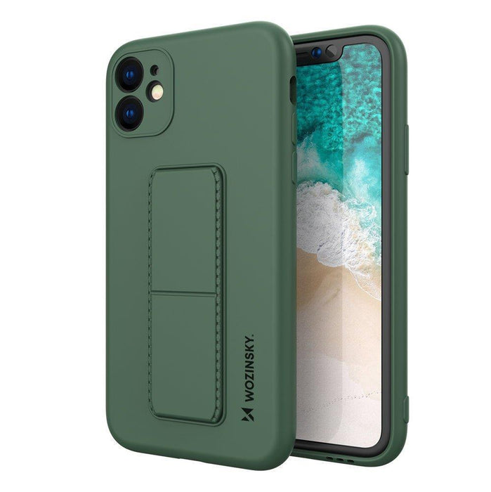 Wozinsky Kickstand Case iPhone 12 Pro Max Silicone Case with Stand Dark Green