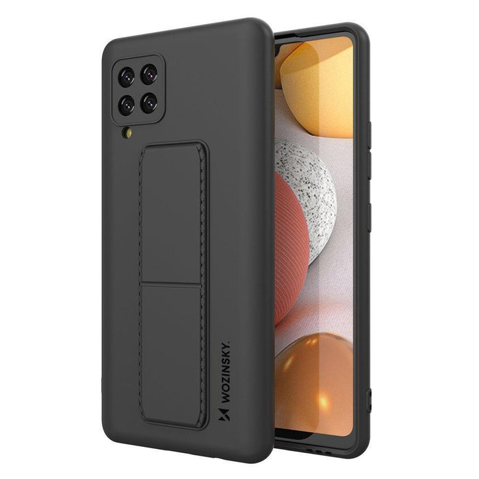 Wozinsky Kickstand Case silicone case with stand Samsung Galaxy A42 5G black