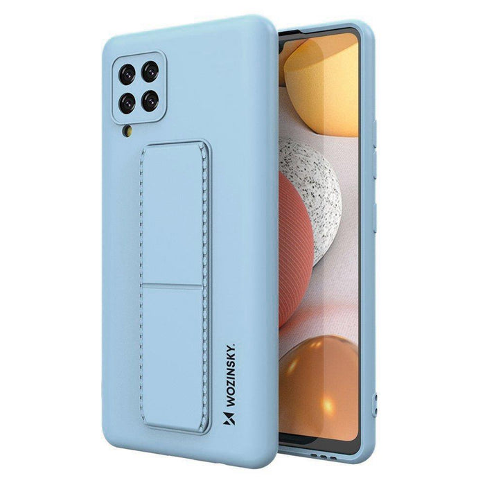 Wozinsky Kickstand Case silicone case with stand Samsung Galaxy A42 5G light blue