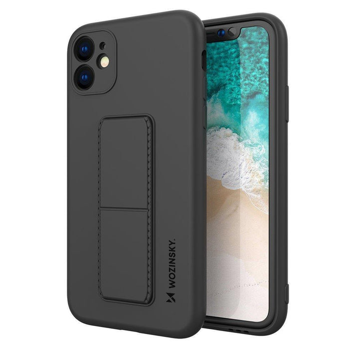 Wozinsky Kickstand Case Silicone Case with Stand Xiaomi Redmi 10X 4G / Xiaomi Redmi Note 9 Black