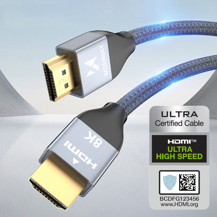 Wozinsky HDMI 2.1 Cable 8K 60 Hz 48 Gbps / 4K 120 Hz / 2K 144 Hz 1 m Silver (WHDMI-10)