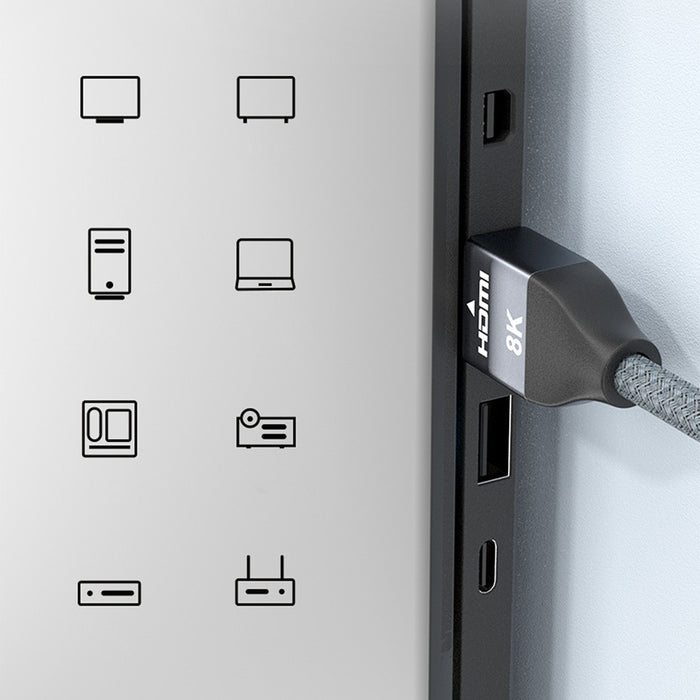 Wozinsky HDMI 2.1 Cable 8K 60 Hz 48 Gbps / 4K 120 Hz / 2K 144 Hz 1 m Silver (WHDMI-10)