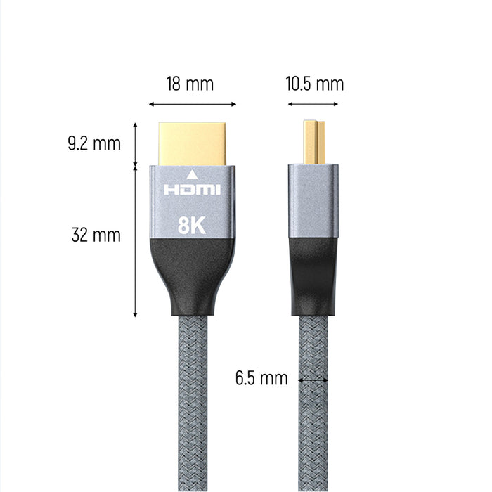 Wozinsky HDMI 2.1 Cable 8K 60 Hz 48 Gbps / 4K 120 Hz / 2K 144 Hz 2 m Silver (WHDMI-20)