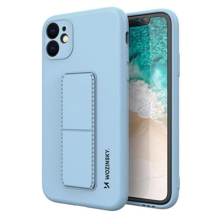Wozinsky Kickstand Case Silicone Case with Stand for Samsung Galaxy A22 4G Light Blue