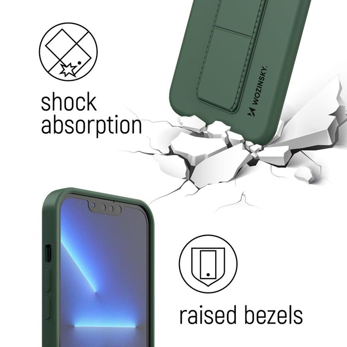 Wozinsky Kickstand Case Silicone Case with Stand for Samsung Galaxy A22 4G Light Blue